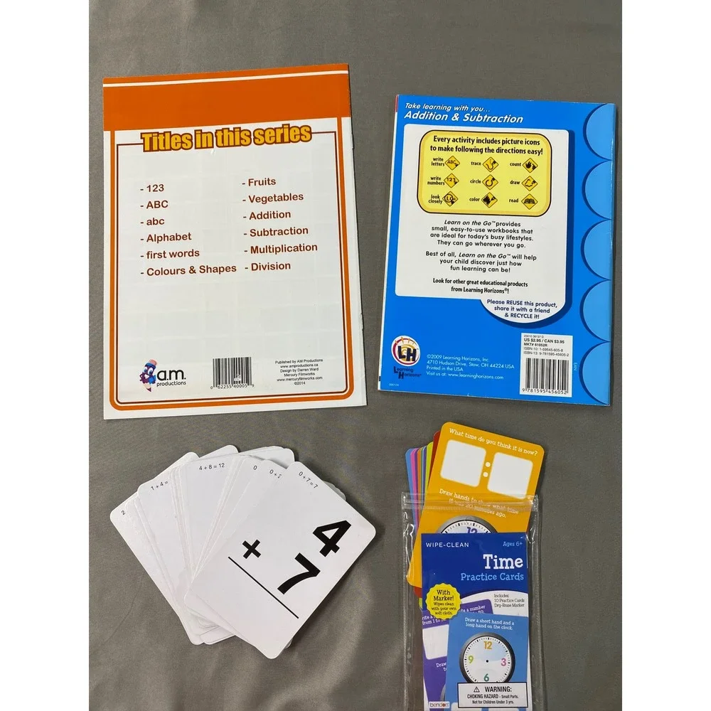 Math Addition Subtraction Time Wipe Clean Book Cards Set Grade 1 Homeschool‎